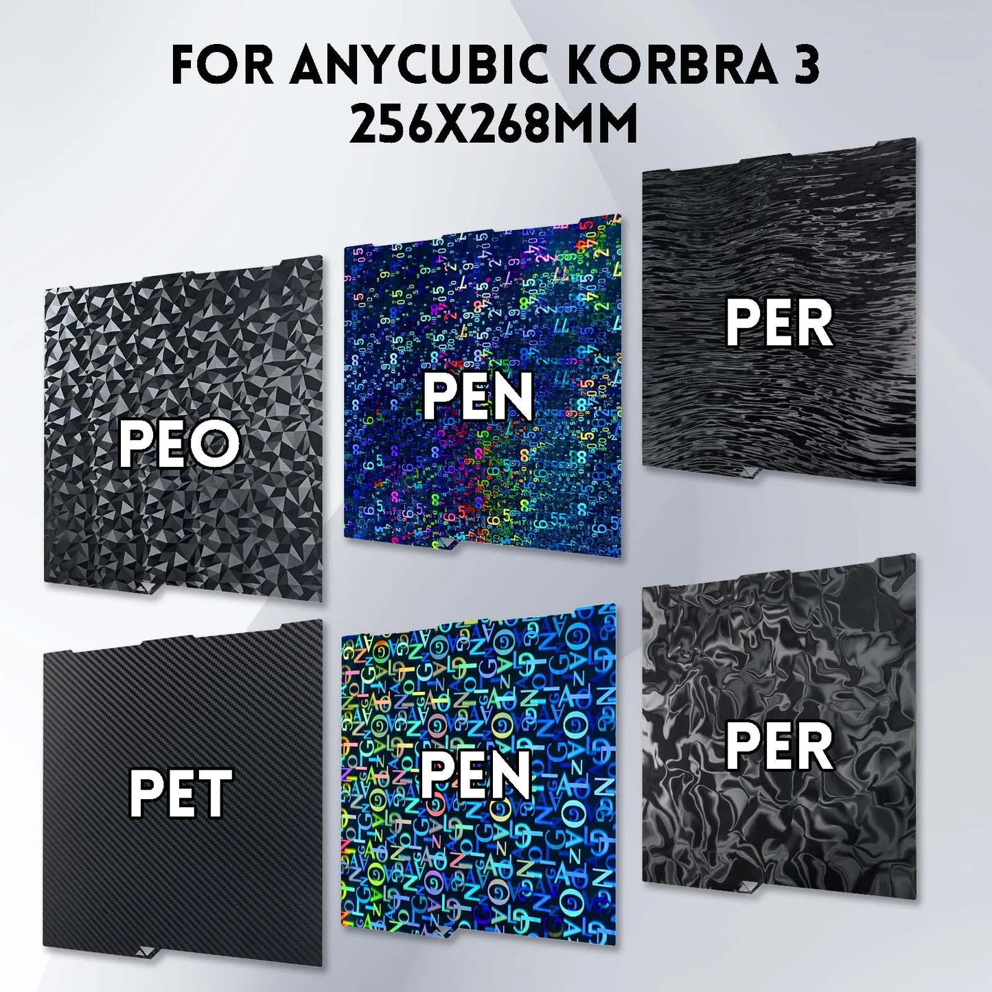 (Z107) Anycubic,Kobra 3/Combo Heated Build Plate 256x268 Without Magnetic Spring Steel Sheets PEO,PET,Double Sided.