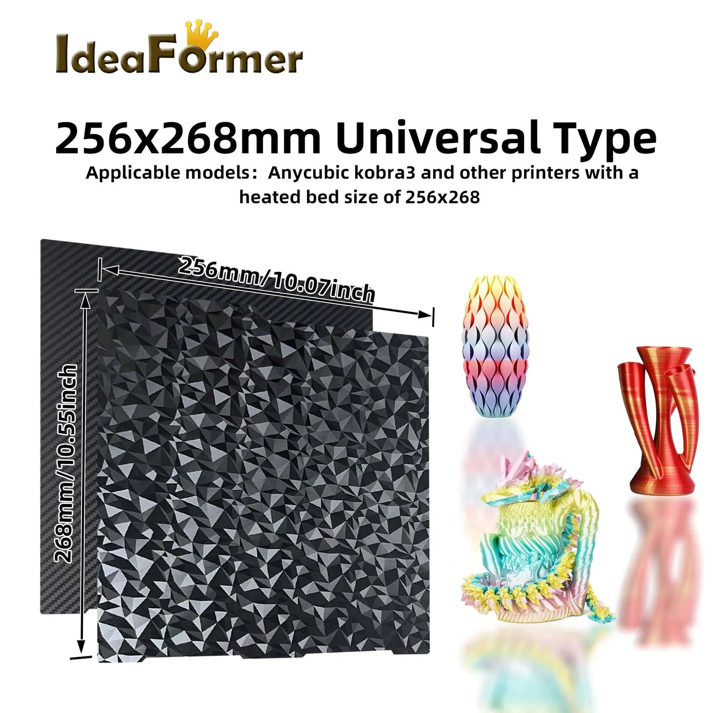 (Z107) Anycubic,Kobra 3/Combo Heated Build Plate 256x268 Without Magnetic Spring Steel Sheets PEO,PET,Double Sided.