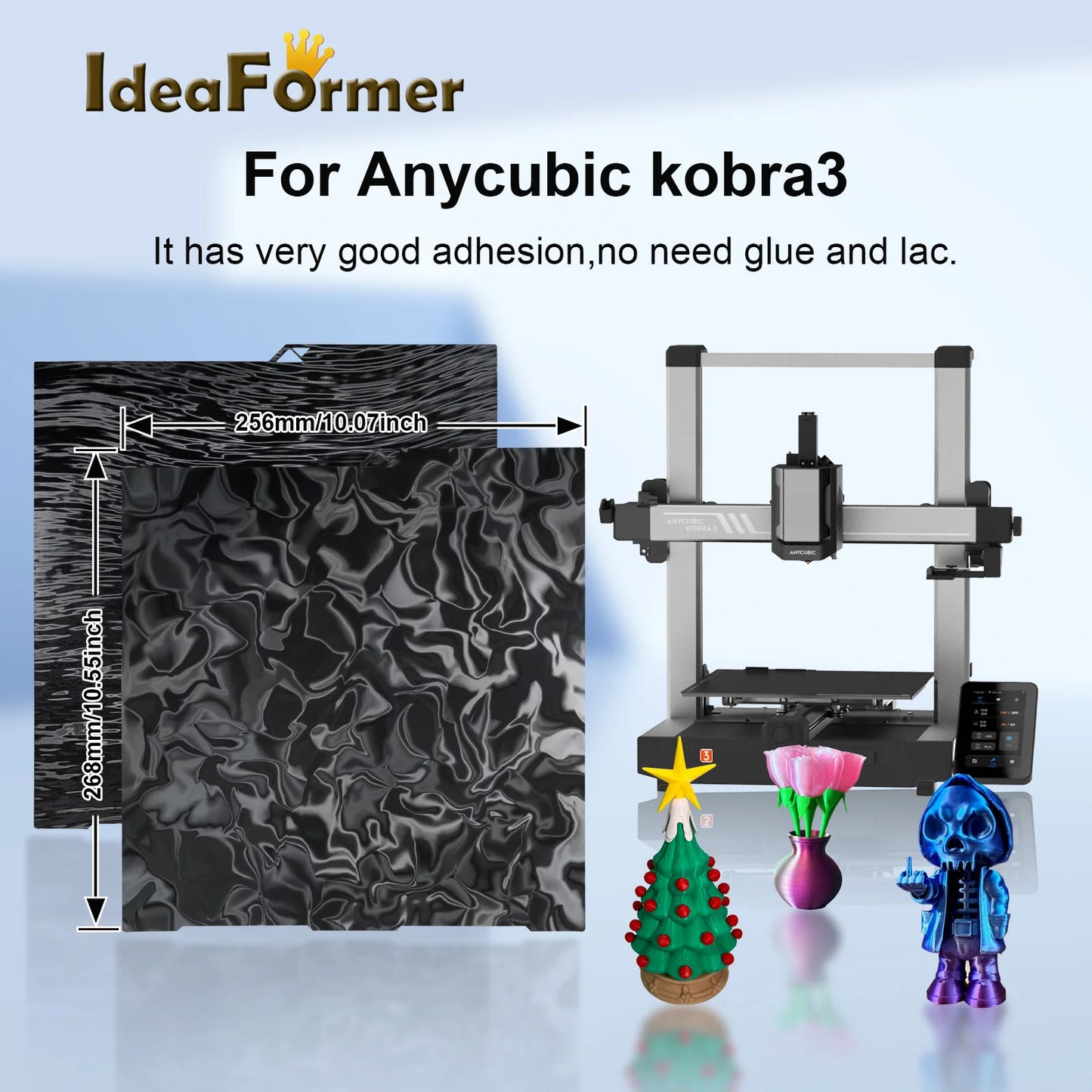(Z107) Anycubic,Kobra 3/Combo Heated Build Plate 256x268 Without Magnetic Spring Steel Sheets PEO,PET,Double Sided.