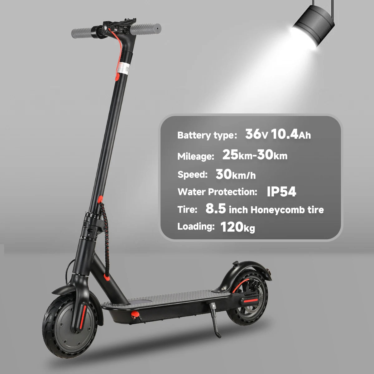 (V105) Adult, Electric Scooter, 36V, 10.4Ah, with APP, Long Range, 30km, 350W.