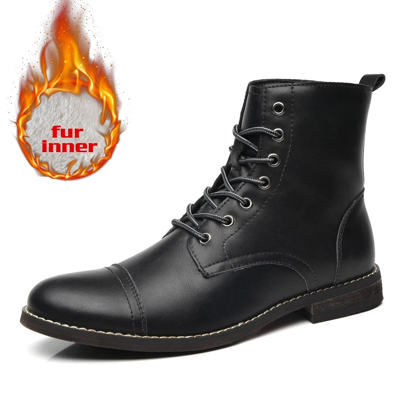 (Z108) New Men's Fashion Vintage Leather Boots,Plus Size Available.