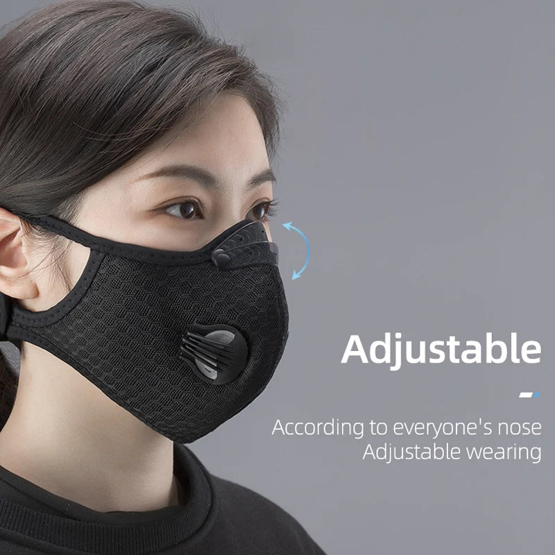 Mask With 4 Replacement Pad 2 Exhaust Valves Breathable Half Face Reusable Mask Face Cover For Cycling Outdoor Working Essential