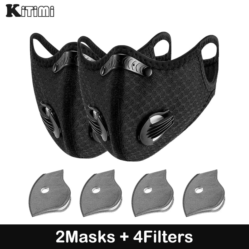 Mask With 4 Replacement Pad 2 Exhaust Valves Breathable Half Face Reusable Mask Face Cover For Cycling Outdoor Working Essential