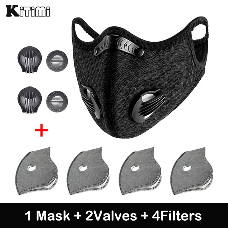 Mask With 4 Replacement Pad 2 Exhaust Valves Breathable Half Face Reusable Mask Face Cover For Cycling Outdoor Working Essential