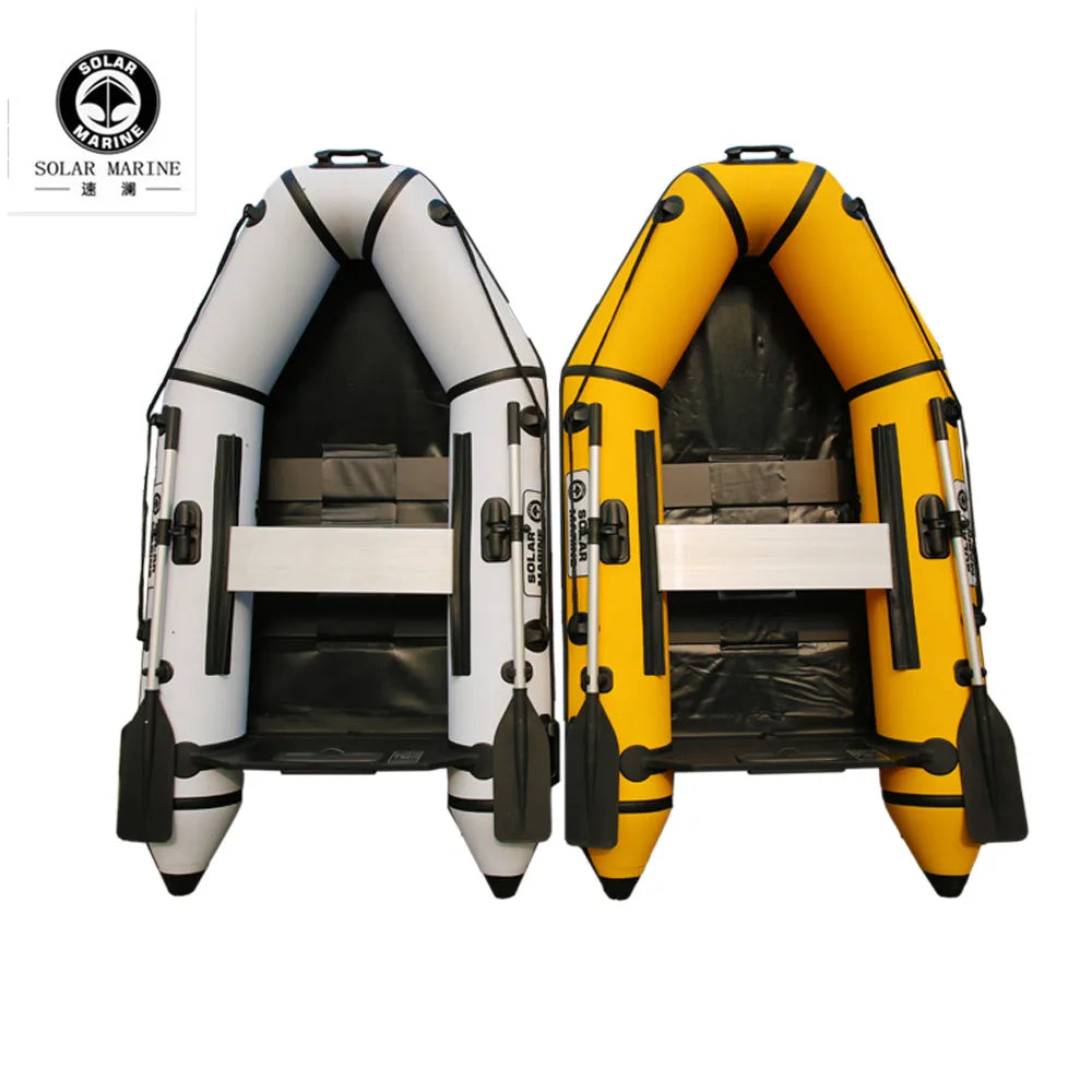 (W110) SolarMarine PVC Inflatable Assault Speed Boat With Wooden Floor,+Accessories, 3Person,0.9mm,For Sea Fishing.