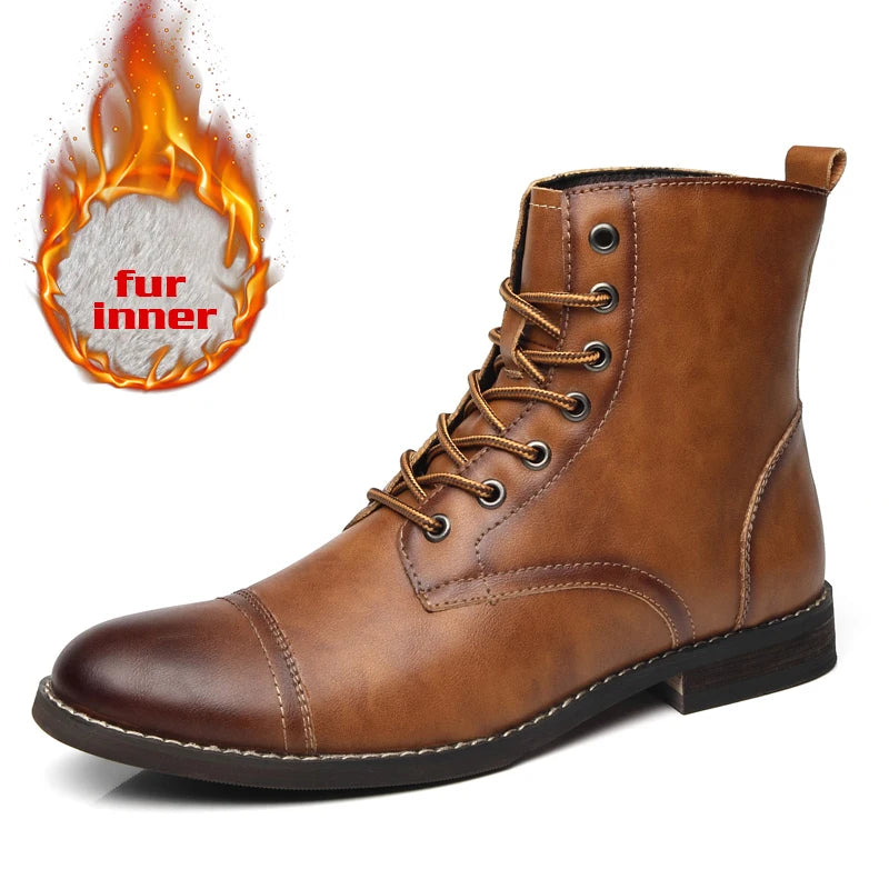 (Z108) New Men's Fashion Vintage Leather Boots,Plus Size Available.