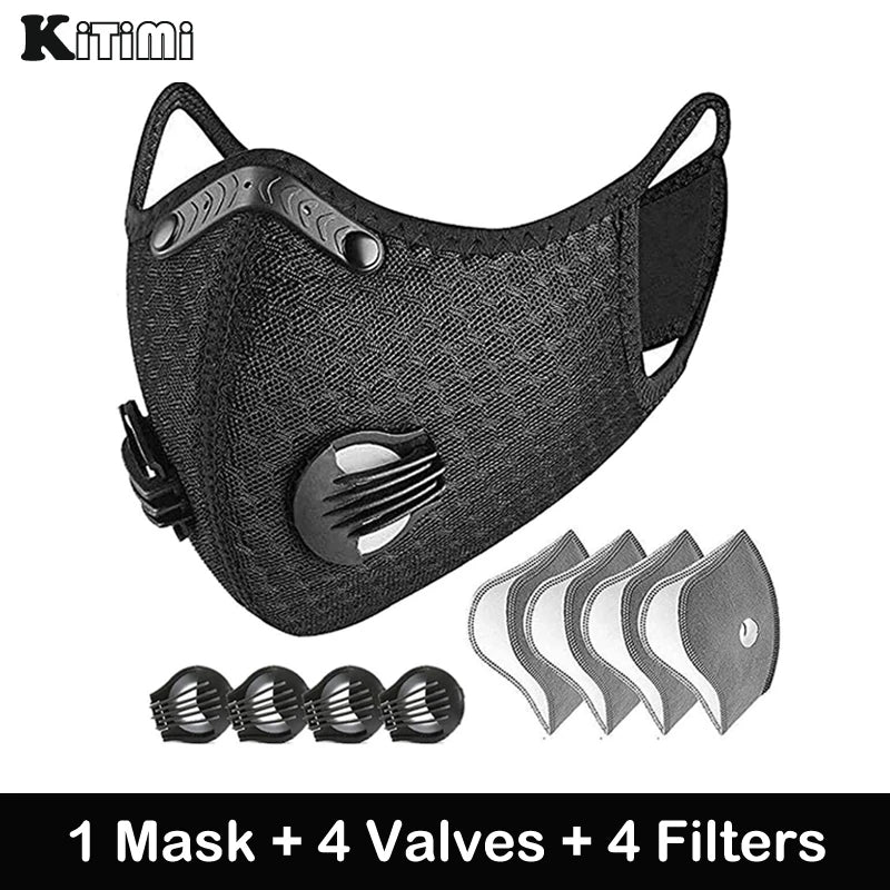 Mask With 4 Replacement Pad 2 Exhaust Valves Breathable Half Face Reusable Mask Face Cover For Cycling Outdoor Working Essential