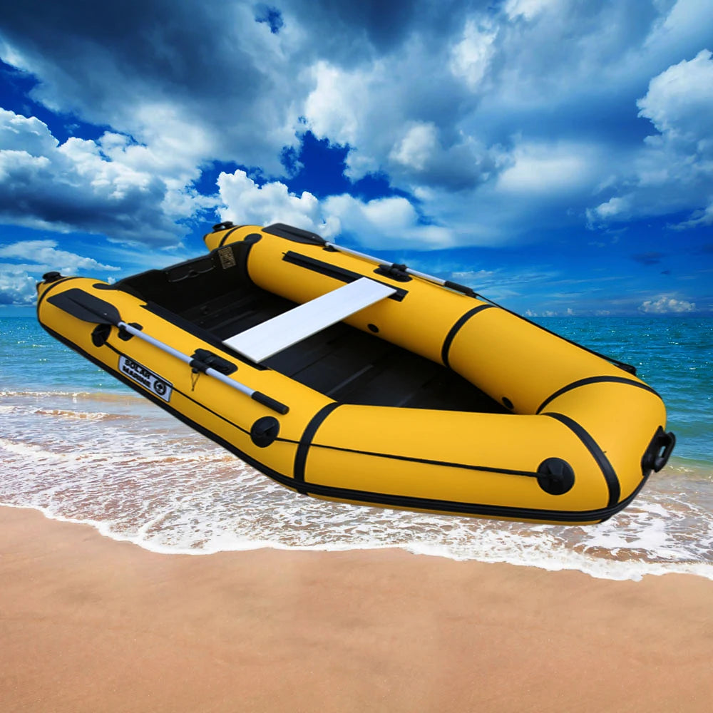 (W110) SolarMarine PVC Inflatable Assault Speed Boat With Wooden Floor,+Accessories, 3Person,0.9mm,For Sea Fishing.