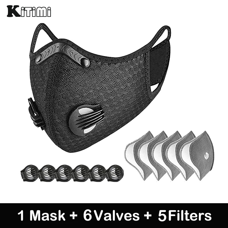 Mask With 4 Replacement Pad 2 Exhaust Valves Breathable Half Face Reusable Mask Face Cover For Cycling Outdoor Working Essential