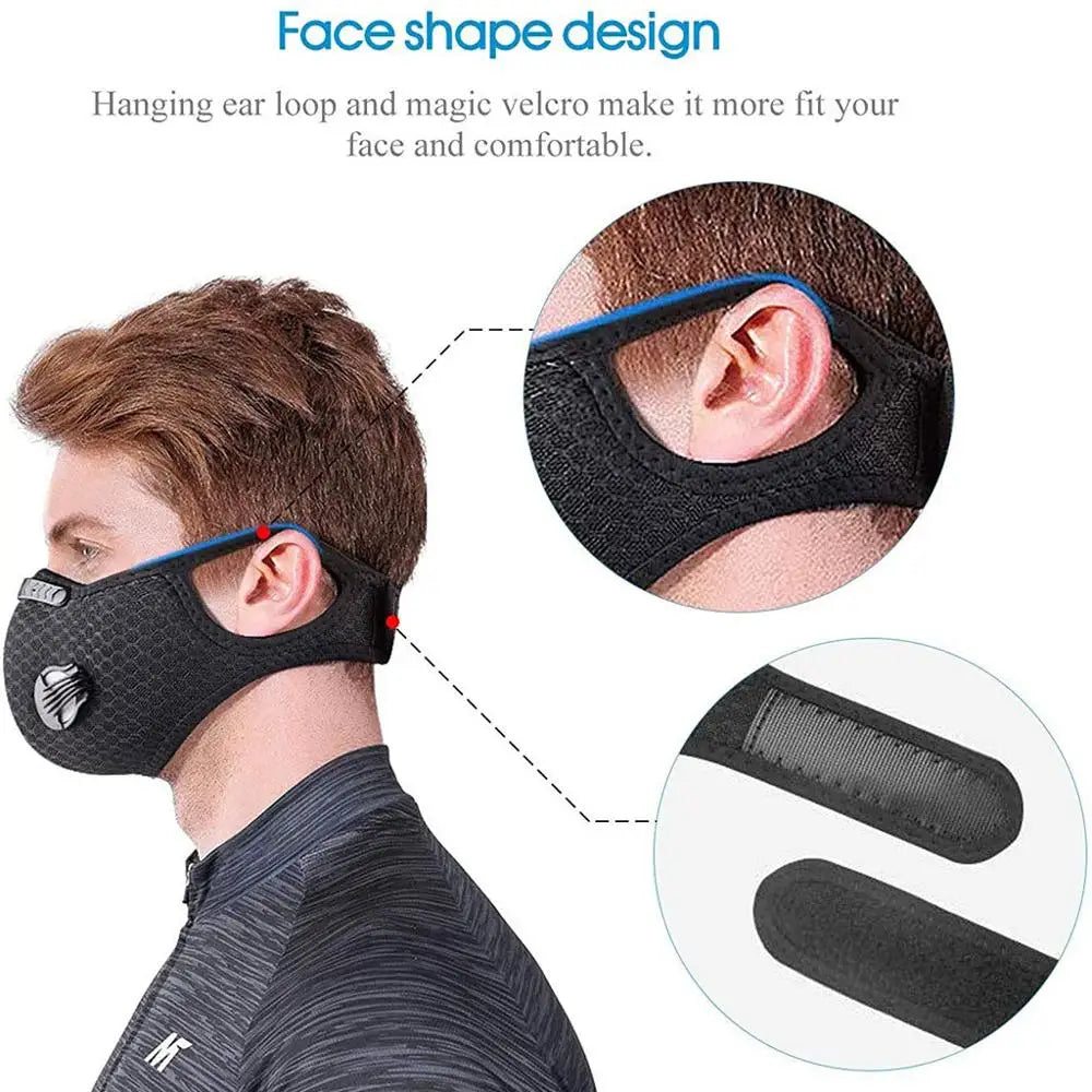 Mask With 4 Replacement Pad 2 Exhaust Valves Breathable Half Face Reusable Mask Face Cover For Cycling Outdoor Working Essential