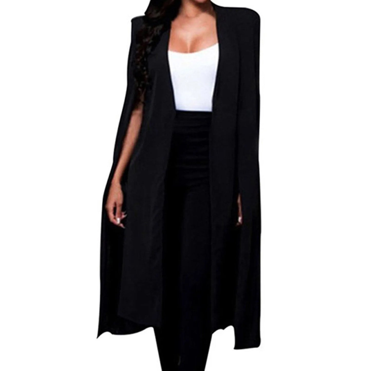 (X106) Women's Split-Sleeve, Blazer,Cape,Shawl,Solid-Color, Office Suit Jacket.