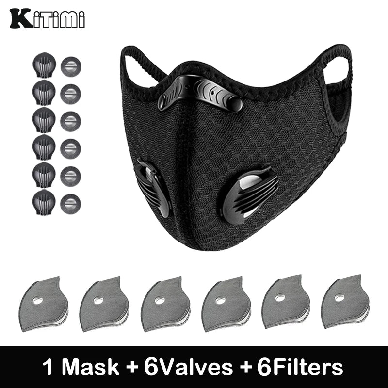 Mask With 4 Replacement Pad 2 Exhaust Valves Breathable Half Face Reusable Mask Face Cover For Cycling Outdoor Working Essential