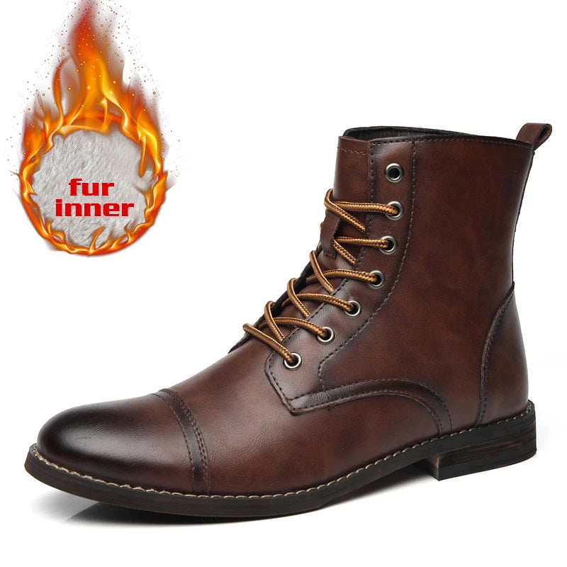 (Z108) New Men's Fashion Vintage Leather Boots,Plus Size Available.