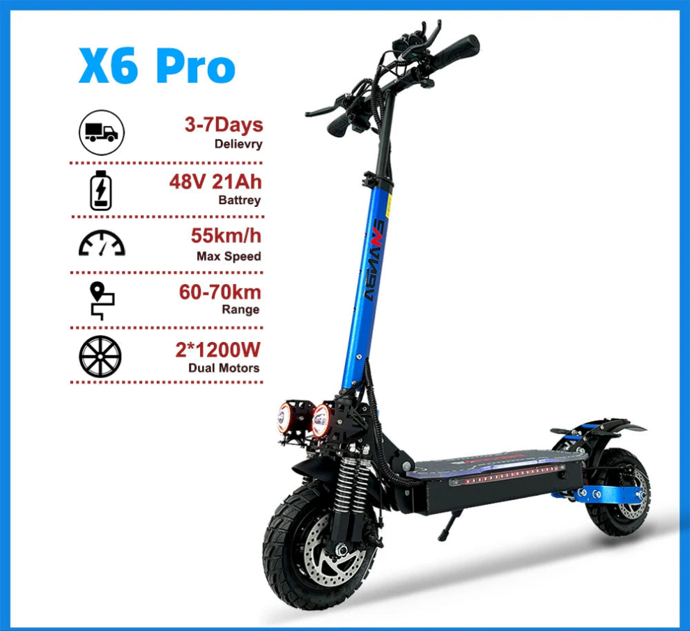 (V103) 48V, 2400W, Adult, Dual Motor, Electric scooter, 55km/h.