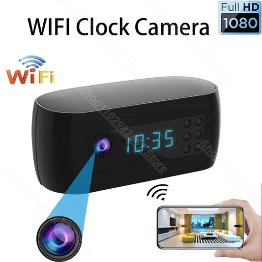 (F106) Mini. Wifi Camera Digital Clock, Full HD,1080P Wireless Control With Night Vision.