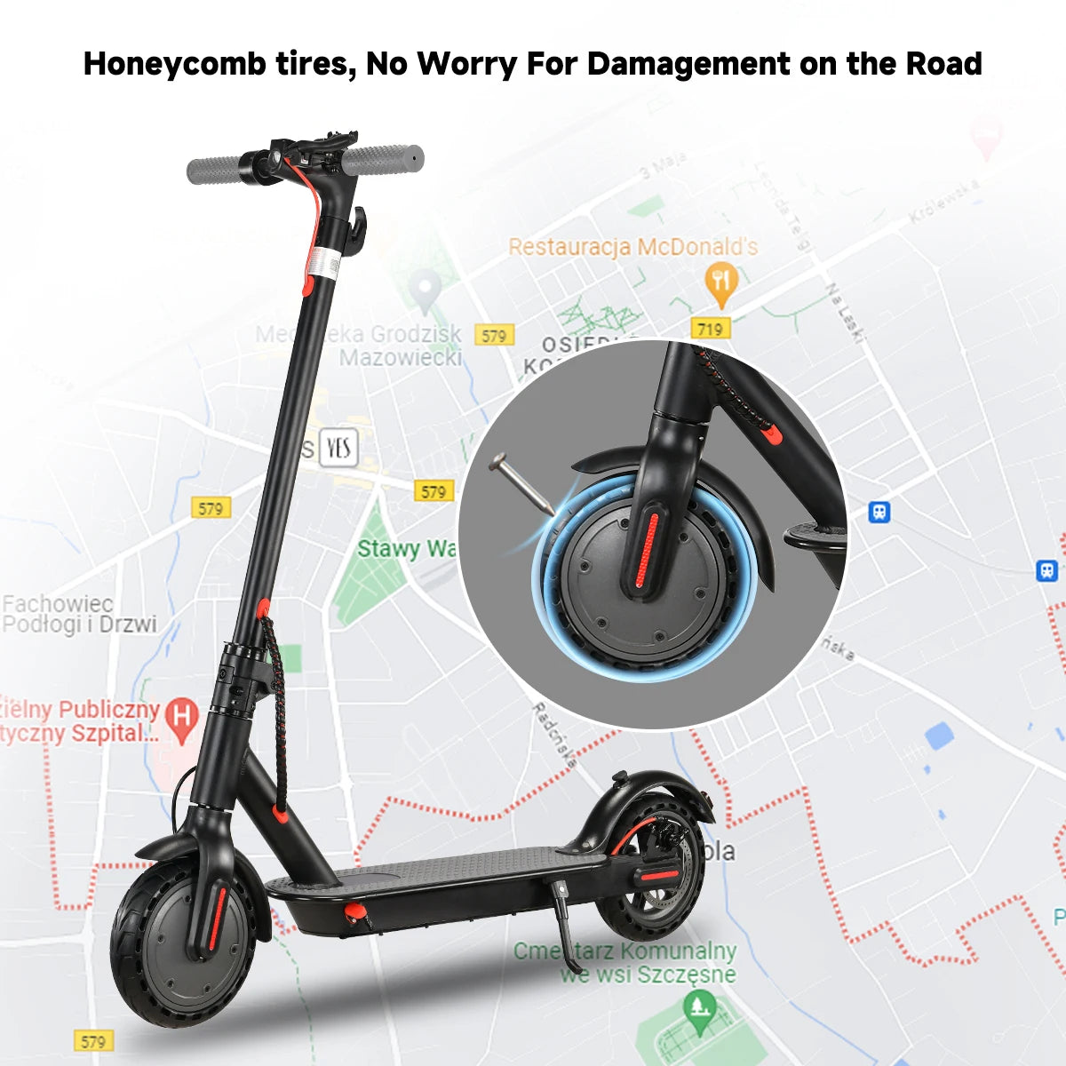 (V105) Adult, Electric Scooter, 36V, 10.4Ah, with APP, Long Range, 30km, 350W.