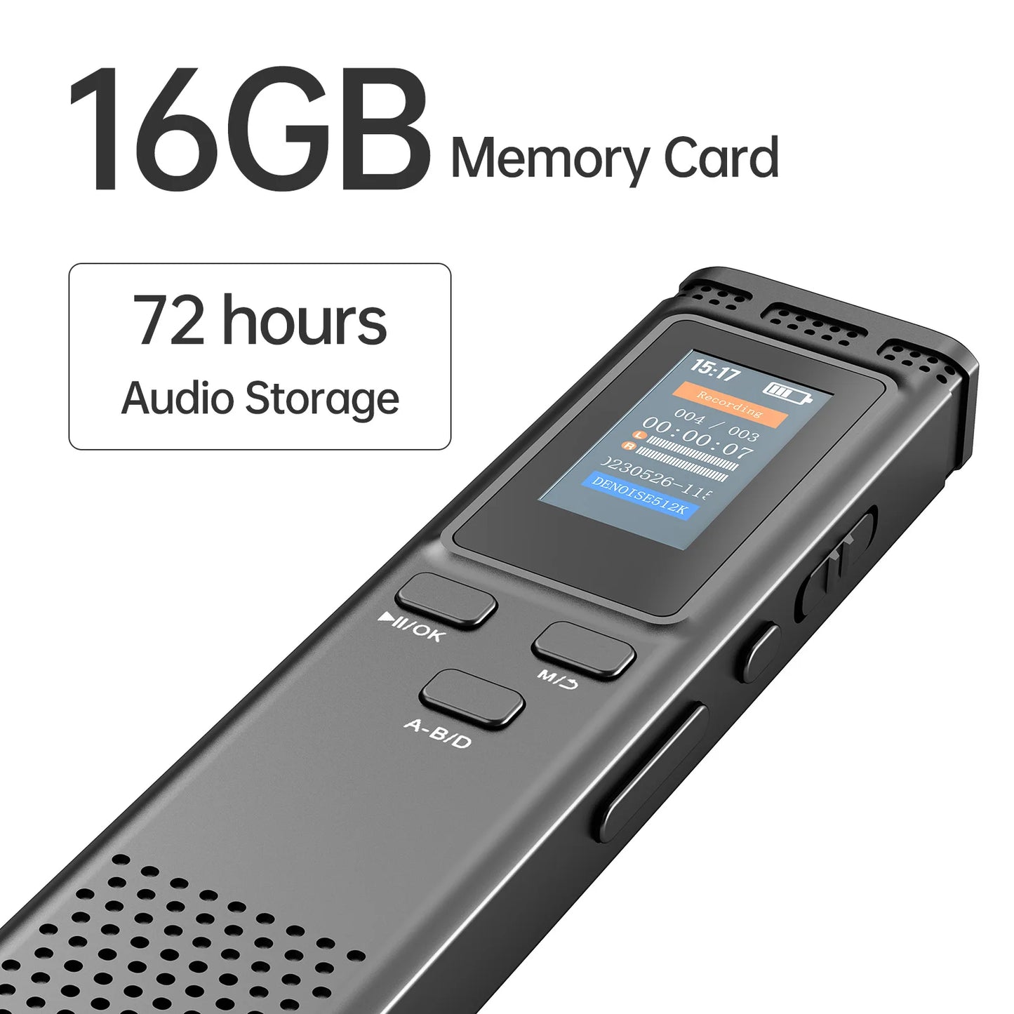 (A103) 64GB/16GB/8GB,Digital Voice Recorder,Voice Activated with Playback,MP3,288hrs.