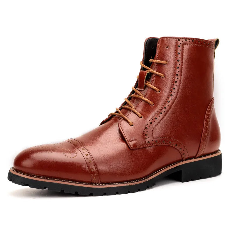 (Z109) Classic Men's Leather Designor, Pointed-Toe, Lace-Up, Comfortable,Boots,Plus Size 38-48 Available.