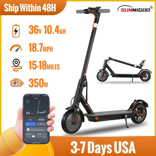 (V105) SUNNIGOO, Adult, Electric Scooter, 36V, 10.4Ah, with APP, Long Range, 30km, 350W.