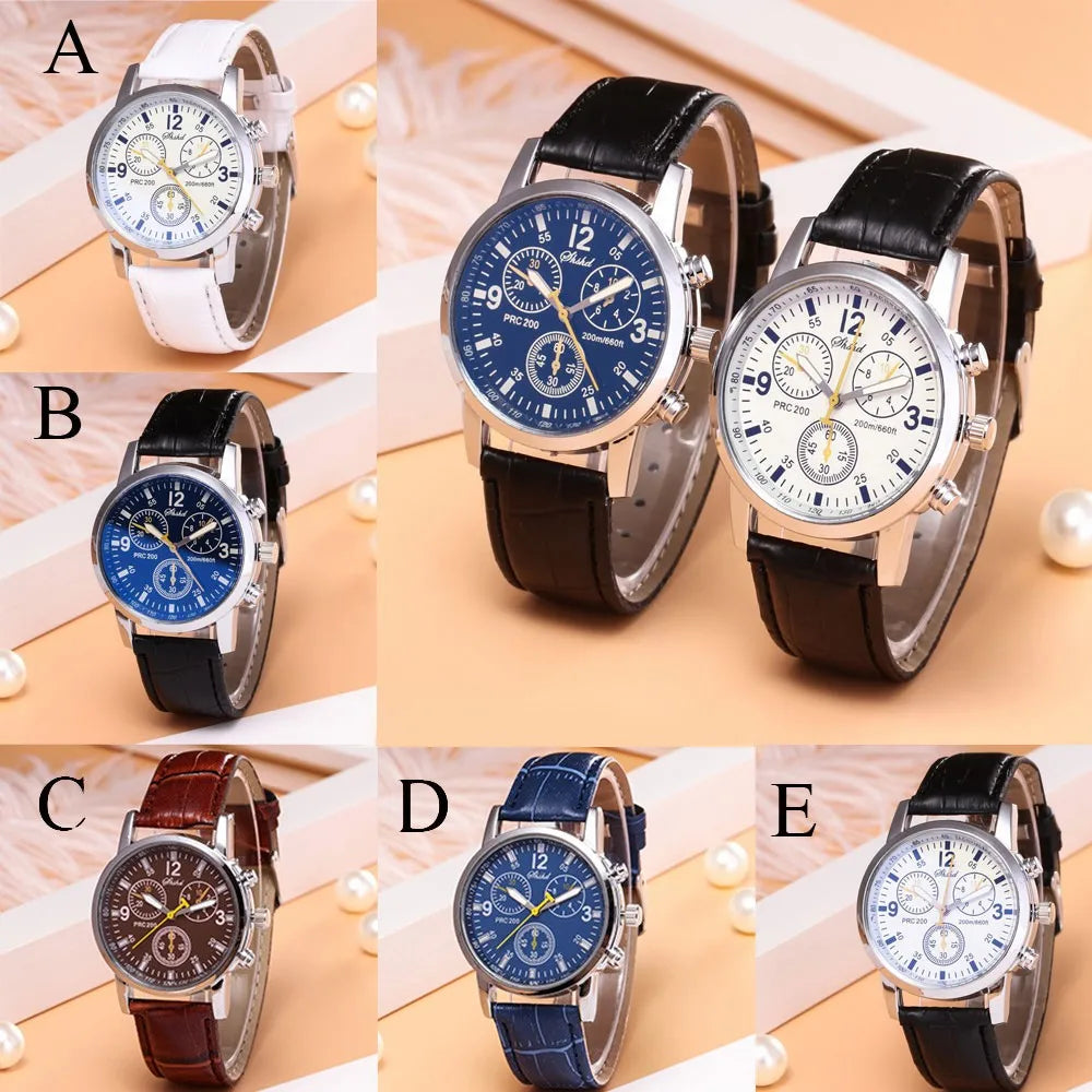 (Y108) Men's Business,Quartz, Classic Leather Strap With Date Watches.