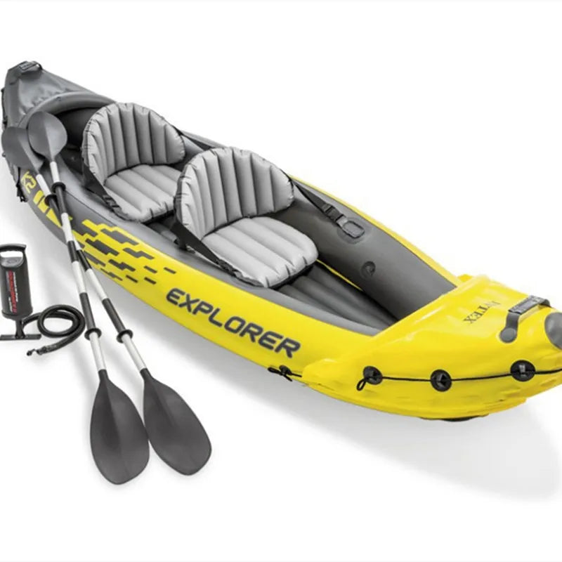 (W107) INTEX Explorer K2, Inflatable Tandem Kayak,Raft, Double Assault/Fishing Boat.