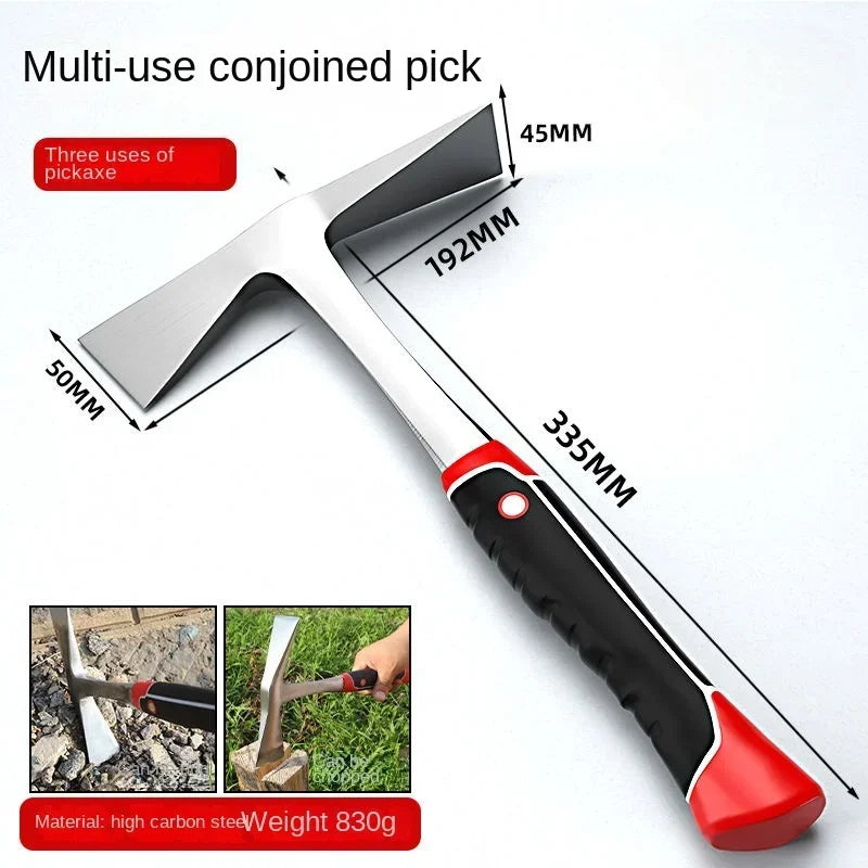 (S141) Axe chopping firewood pickaxe farming tools digging tree roots double flat fishing dual-purpose hoe axe integrated survival gear