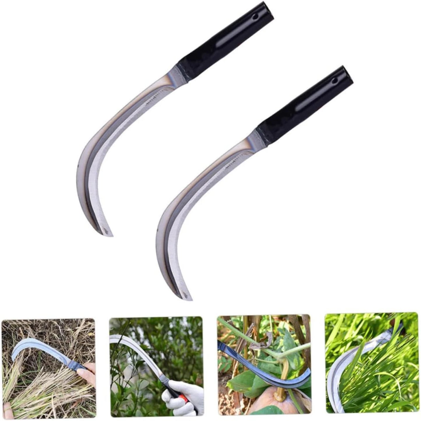 (S137) 2pc.Fierce Steel Willow Leaf Sickle,HarvestGardening,Hand Weeding Tool.