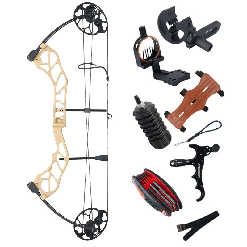 (S115) Compound Bow Archery Sets 19-70lbs Draw Weight Adjustable Shooting Right Hand Hunting Bows Adult Beginners Kit Up to IBO 320 Fps