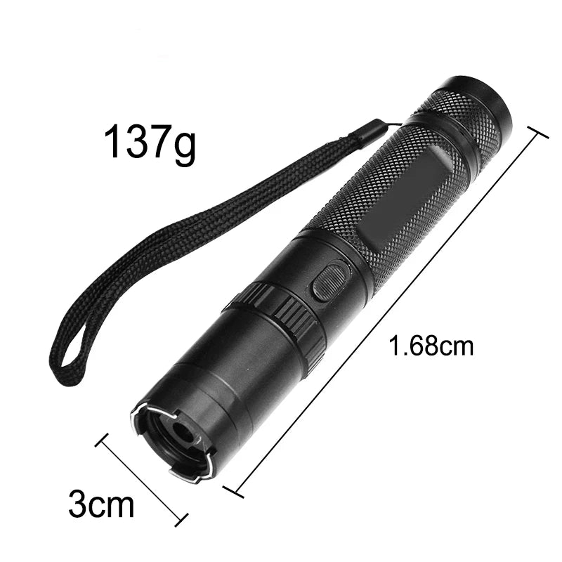 (S143) 910A Electric shock self-defense device-aerospace reinforced alloy outdoor self-defense flashlight, rechargeable large capacity