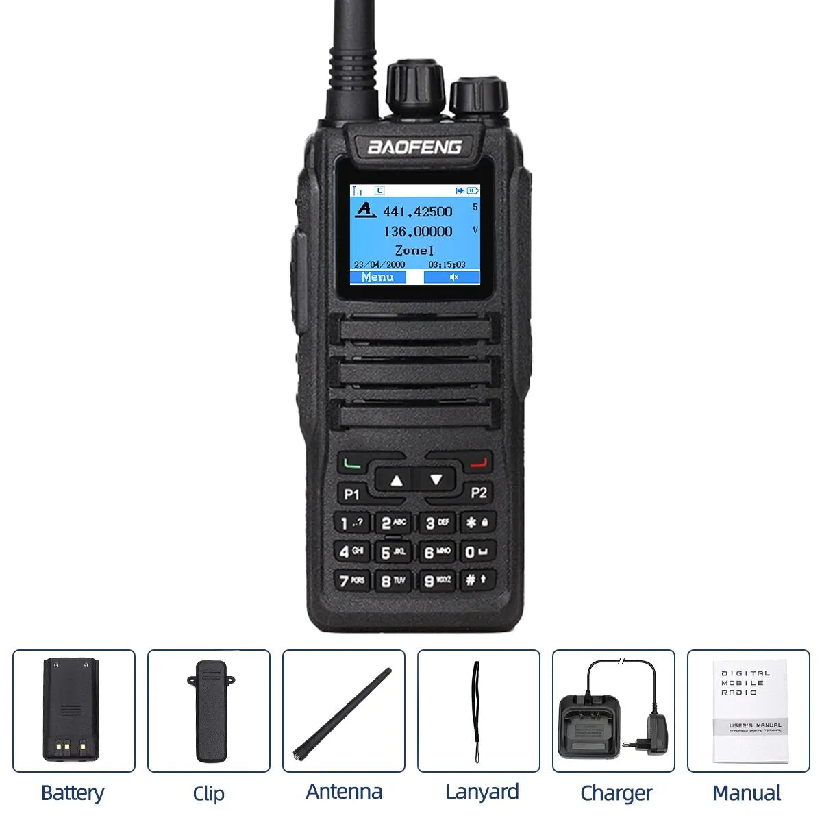 (T119) Baofeng,DMR DM-1701 Digital Dual Mode,Analog Two Way Radio,Dual Time Slot Tier 1+2 Ham Radio DR 1801.