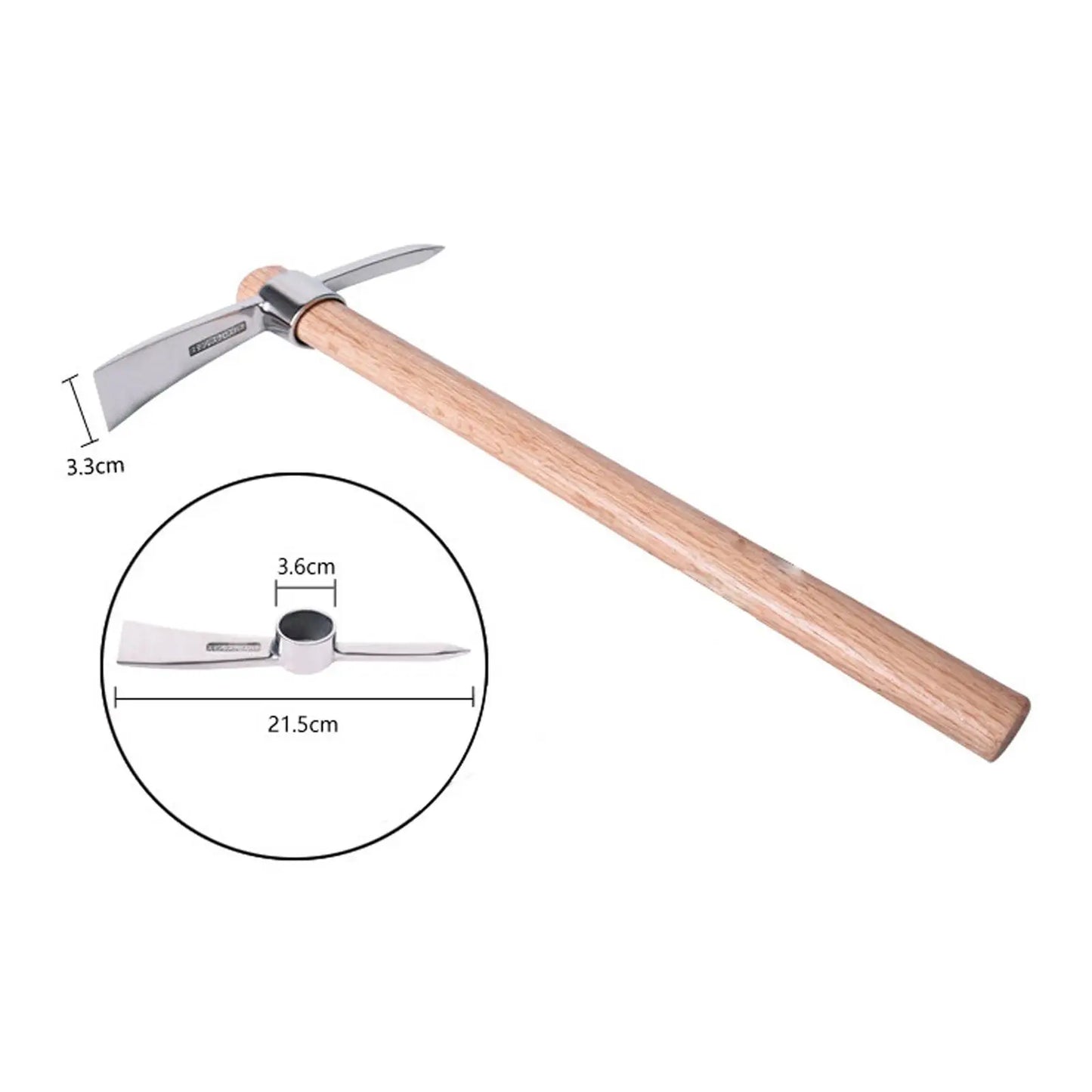 (S139) Portable Stainless Steel Head Pickaxe, Multipurpose, Heavy Duty,Hand Digging Tool.