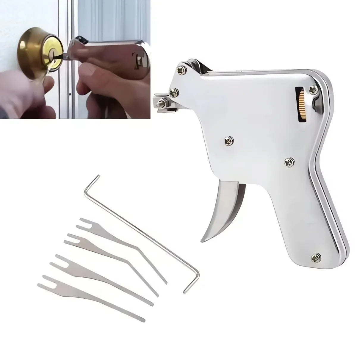 10Sets Padlock Open Tool Set Practice Tool Semi Automatic Manual Gun Set Tool Parts Strong Steel Lock Picking Tool Set Extractor