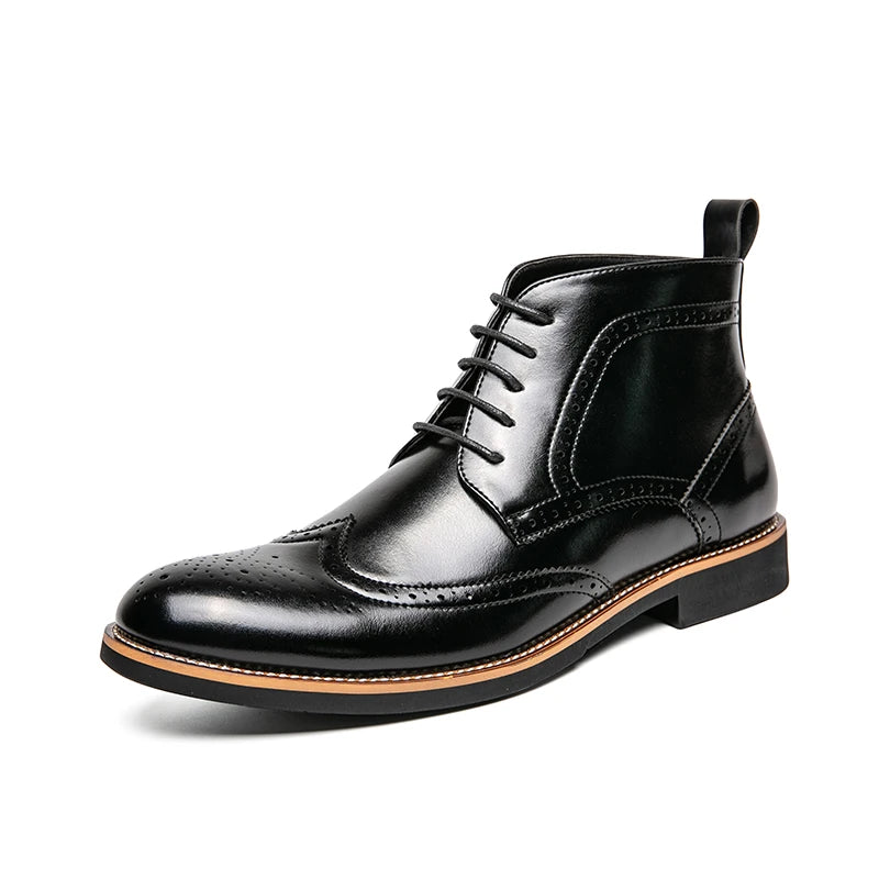 (Z109) Classic Men's Leather Designor, Pointed-Toe, Lace-Up, Comfortable,Boots,Plus Size 38-48 Available.