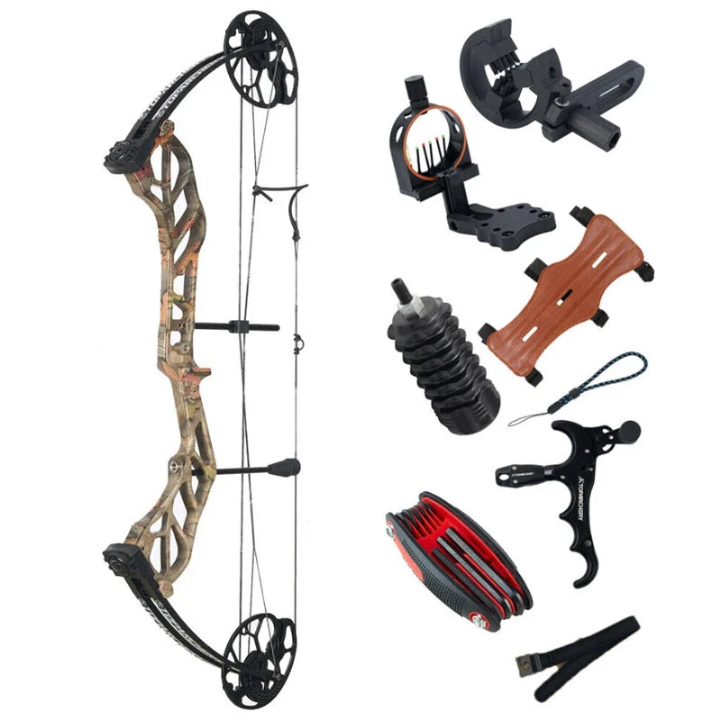 (S115) Compound Bow Archery Sets 19-70lbs Draw Weight Adjustable Shooting Right Hand Hunting Bows Adult Beginners Kit Up to IBO 320 Fps