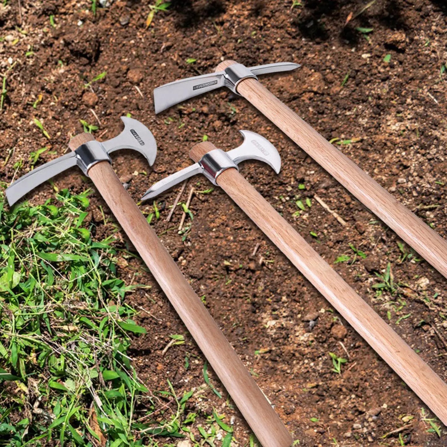 (S139) Portable Stainless Steel Head Pickaxe, Multipurpose, Heavy Duty,Hand Digging Tool.