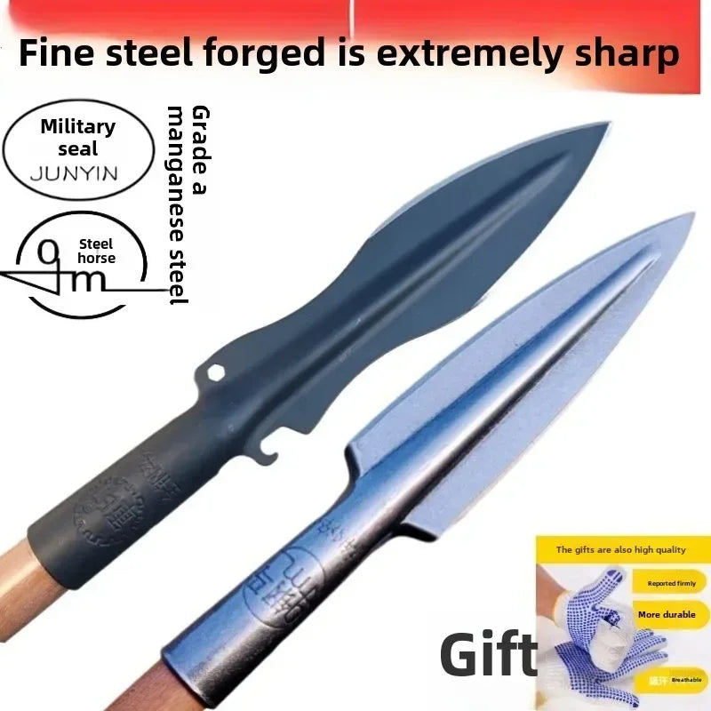 (S140) New Stainless Steel Spearhead Boar Spear Gardening Tip Shovel Outdoor Multi-Tool Spear survival gear camping tools edc