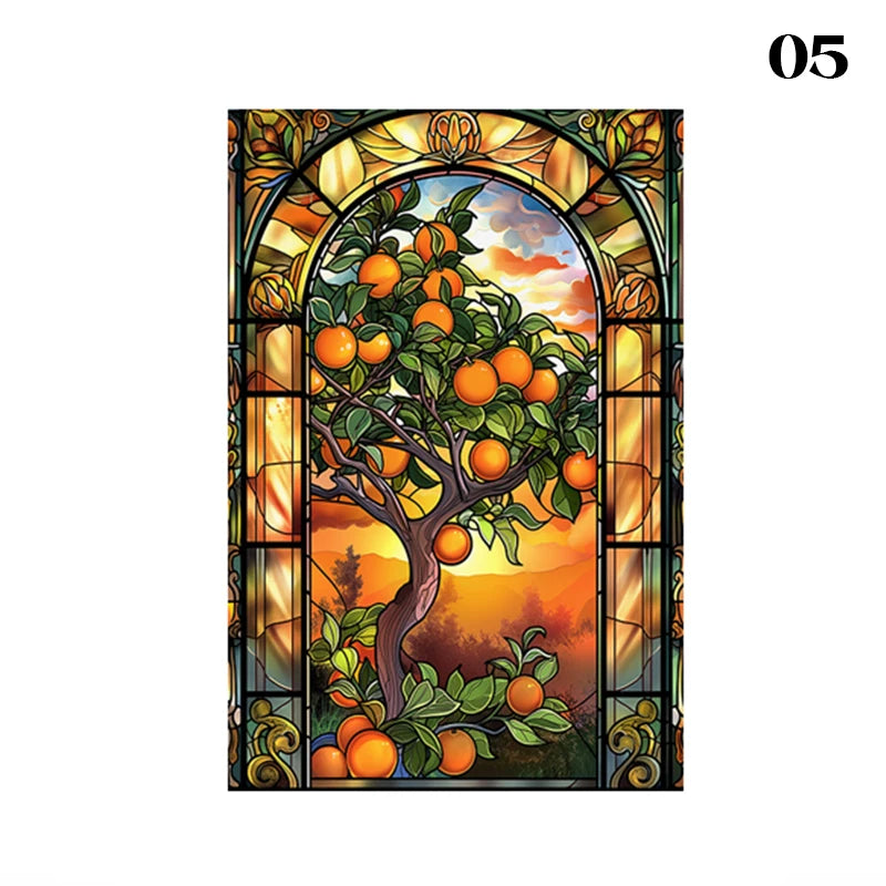 European Style Oil Painting Art Privacy Window Film Static Cling Vinyl Retro Stained Glass Film Home Bathroom Decor Stickers