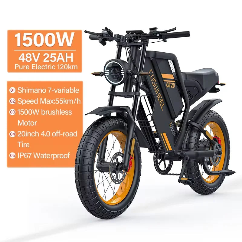 (V109) Coswheel, eBike GT20 Pro, 3000W, 48V, 40AH, Max.145Miles, With Fat Tires For Off-Roading, Adults.