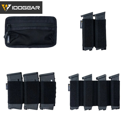 IDOGEAR Tactical Insert Zipper Pouch Double Mag Pouch for 9mm Mag Triple Mag Pouch for 556 Quad Mag Pouch  MP7 MPX UMP45