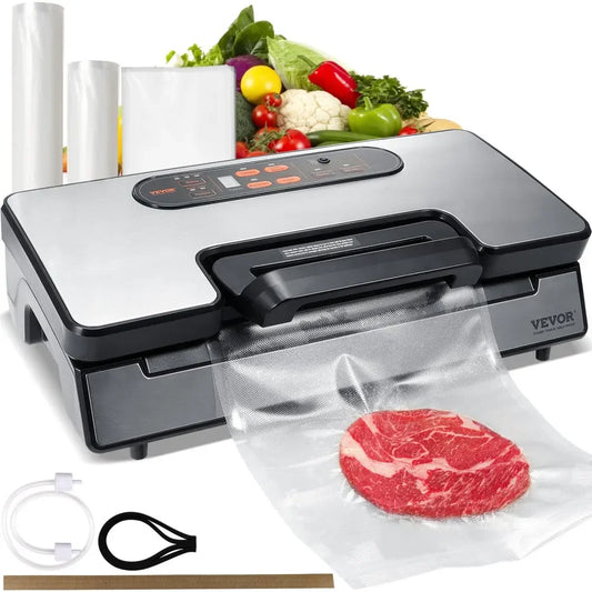 VEVOR Vacuum Sealer Machine Food Preservation Storage Saver 90Kpa for Dry Moist Food Storage Automatic and Manual Air Sealing