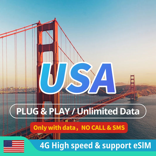 (C107) USA Travel Data SIM Card, 3-15Days 4G Unlimited Data, Without A Phone Number,To Be Used Inside US Only,No Calls.