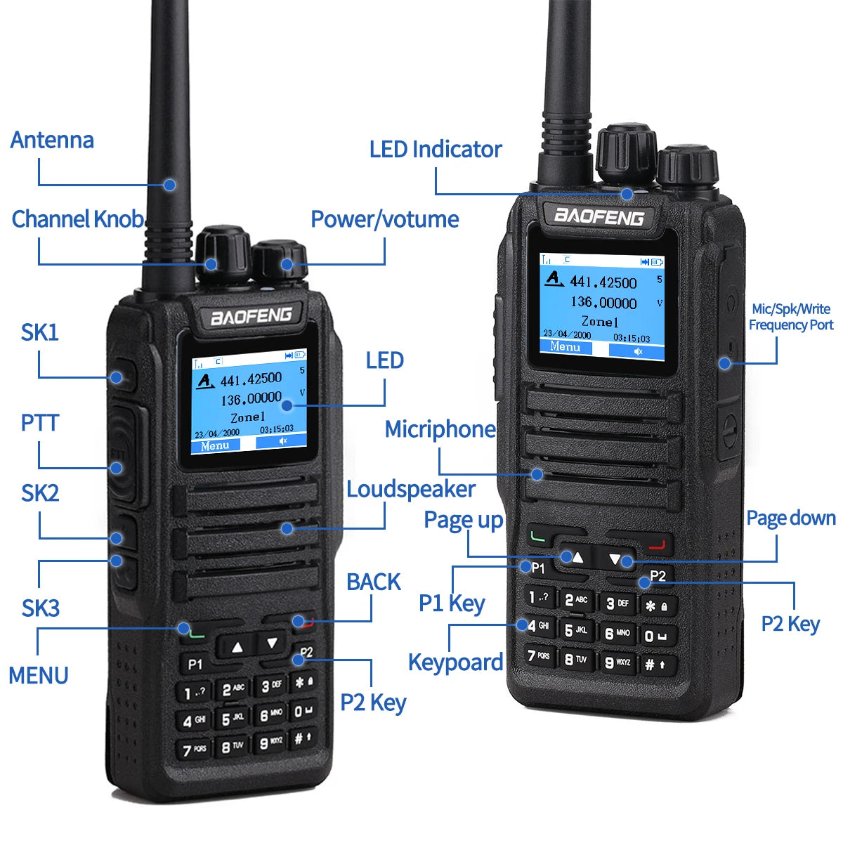 (T119) Baofeng,DMR DM-1701 Digital Dual Mode,Analog Two Way Radio,Dual Time Slot Tier 1+2 Ham Radio DR 1801.