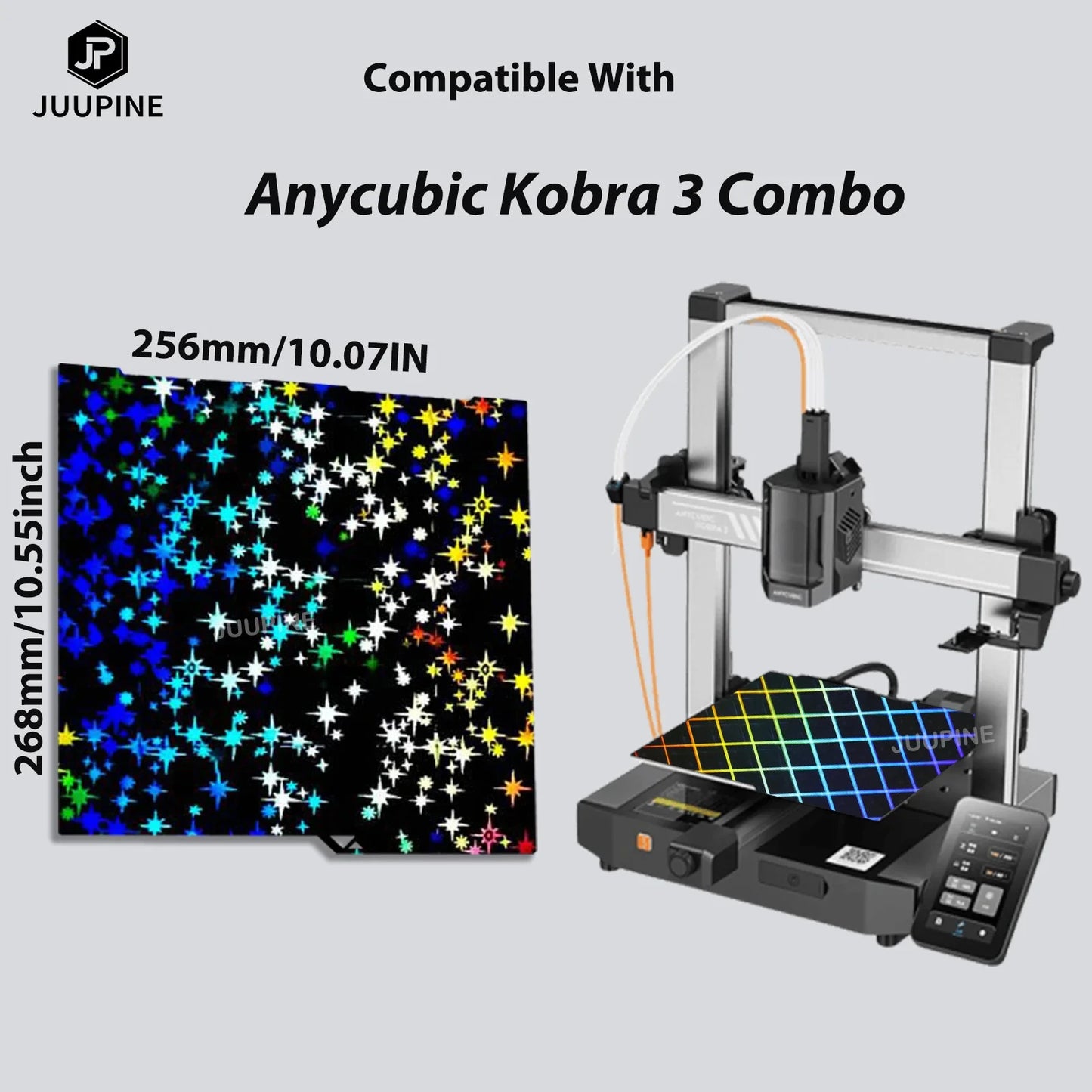 (T115) For Anycubic kobra 3, Combo Build Plate 256x268,PEO, PET,PEY.