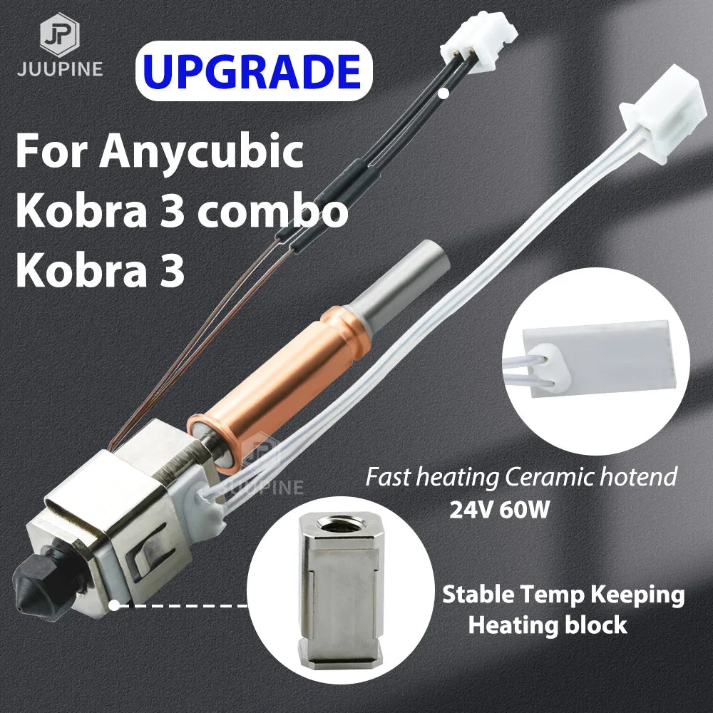 (T106) New, Ceramic Hotend Upgrade Kit For ANYCUBIC, Kobra 3,24v, 60w,Kobra 3 Combo Nozzle 3D Printer Parts.