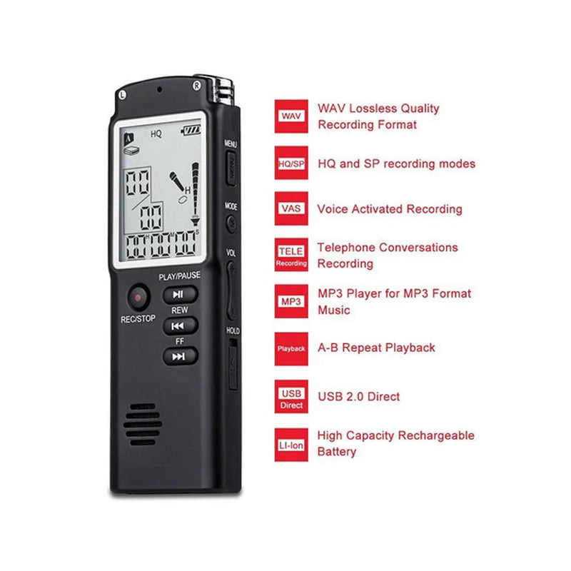 (A102) Mini. Professional Digital Audio Recorder/Dictaphone,With WAV,MP3, 8GB.