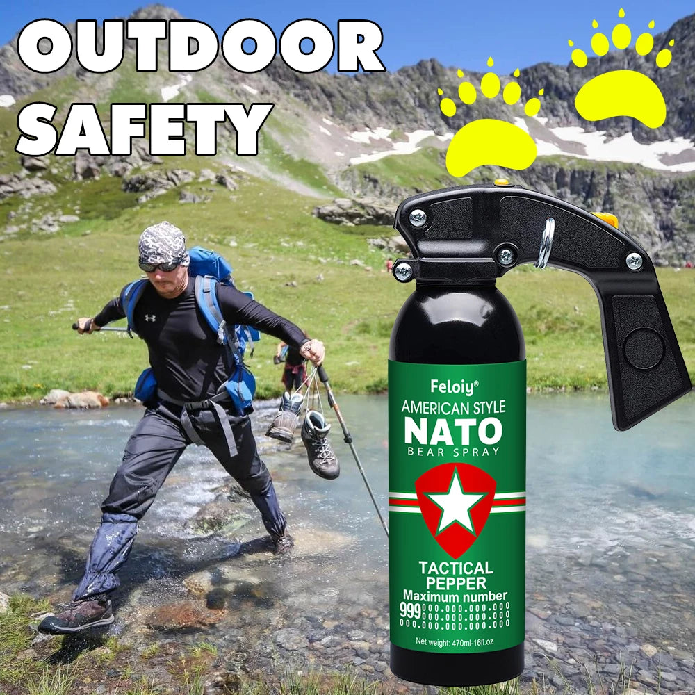 (S128) Bear Pepper Spray(470ml) Fast and Accurate Aim,Protective Spray Pattern,For Outdoor Travel.