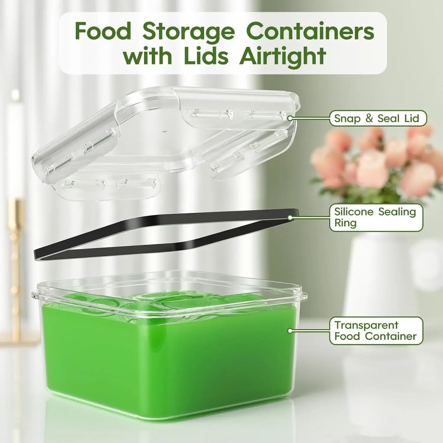 50-Piece Food Storage Containers with Lids(25 Containers & 25 Lids), Plastic Food Containers for Pantry & Kitchen Storage