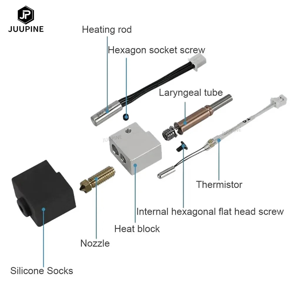 (T108) Hotend Kit with Heatbreak Nozzle For ANYCUBIC, Kobra 3, Combo,Thermistor,Heat Block.