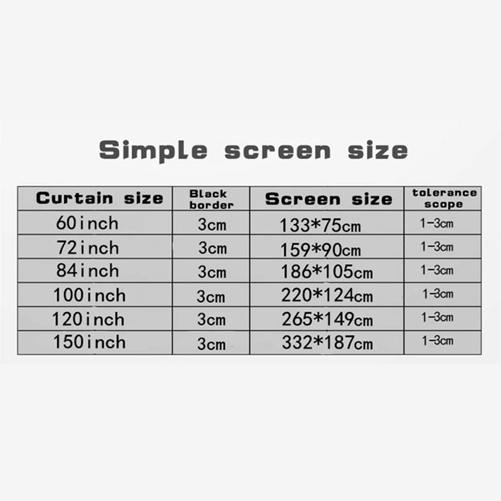 (I107) 16:9, 60/72/84/100/120/ 150" Portable HD Home Theater Projector Screens.