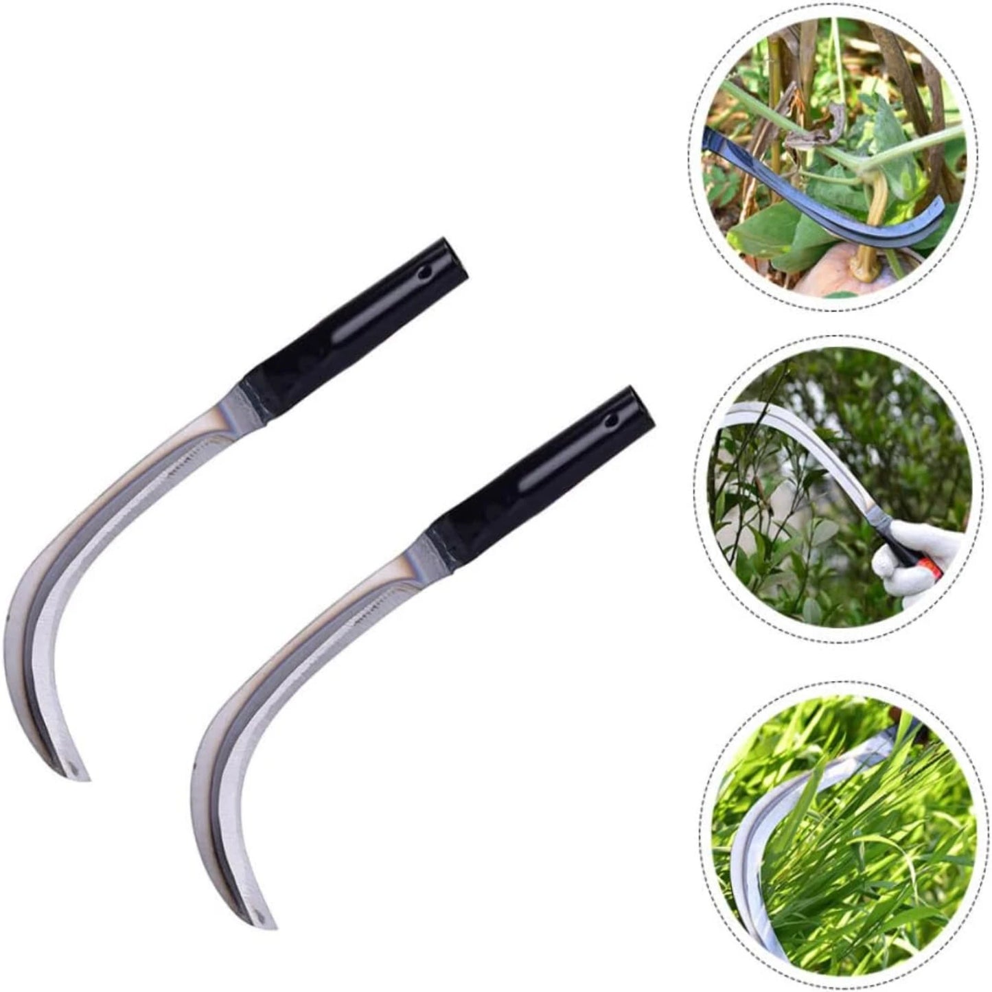 (S137) 2pc.Fierce Steel Willow Leaf Sickle,HarvestGardening,Hand Weeding Tool.